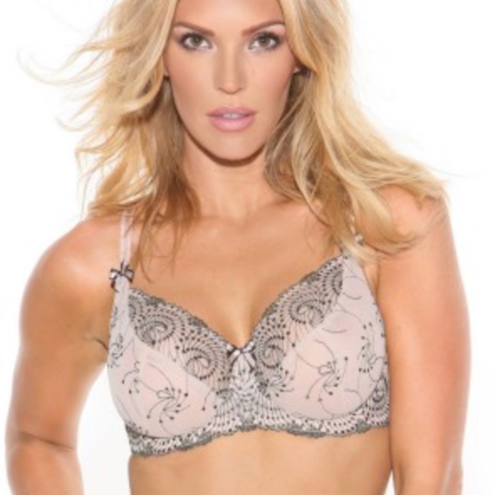 Fit Fully Yours Lingerie: Cloud Pink Nicole Sheer Lace Bra (US 34G)